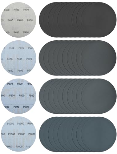 Schleifpapier 125mm Klett für Polieren(Körnung 400/600/800/1000), 125mm Schleifscheiben für Exzenterschleifer (40 Stück) von Icastny