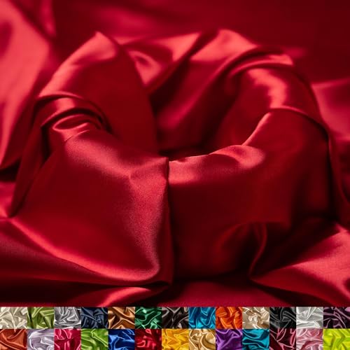 Charmeuse-Stretch-Satin-Stoff von The Yard – 152,4 cm breit, hochwertiger seidiger und glatter Charmeuse-Stoff von The Yard zum Nähen von Kleidung, Kleidern, Nachthemden, Tischdecken und mehr, Rot, 2 von Ice Fabrics