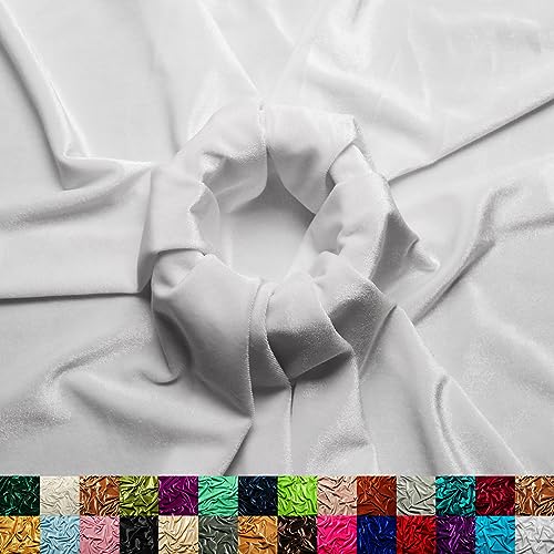 The Yard Eisstoff, Stretch-Samtstoff – 152,4 cm breit, weich, dehnbarer Stoff zum Nähen von Kleidung, Bekleidung, Kostüm, Handwerk – 90 % Polyester, 10 % Elastan – Weiß – 91 cm von Ice Fabrics