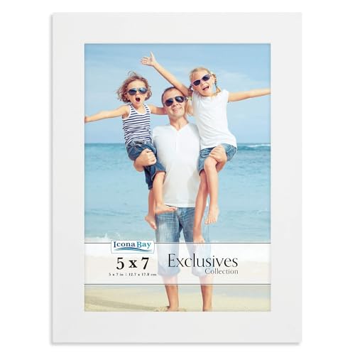 Icona Bay 13 x 18 cm Weiß Bilderrahmen, Robuster Holz Composite Fotorahmen 13x18, schlankes Design, Tischplatte oder Wandhalterung, Exclusives Kollektion von Icona Bay