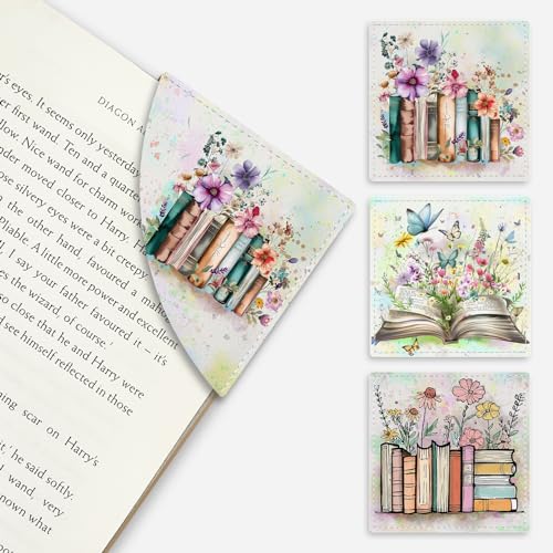 Icycay Buchecke mit Blumenmuster, niedliche Leder-Lesezeichen, 3 Stück, Leseseitenmarker, Geschenke für Frauen, Männer, Studenten und Lehrer Icycay Buchecke mit Blumenmuster, niedliche Leder-Lesezeichen, 3 Stück, Leseseitenmarker, Geschenke für Frauen, Männer, Studenten und Lehrer von Icycay