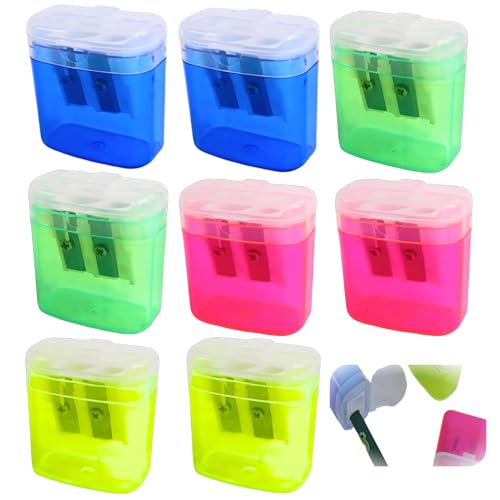 8 Stück 4 Farben Anspitzer mit Behälter, Anspitzer mit Doppellöchern und Deckel, Handheld Bleistiftspitzer für Dicke und Dünne Stifte, Praktischer Dosenspitzer für Schule, Büro und Zuhause, Kompakt 8 Stück 4 Farben Anspitzer mit Behälter, Anspitzer mit Doppellöchern und Deckel, Handheld Bleistiftspitzer für Dicke und Dünne Stifte, Praktischer Dosenspitzer für Schule, Büro und Zuhause, Kompakt von Icyowls