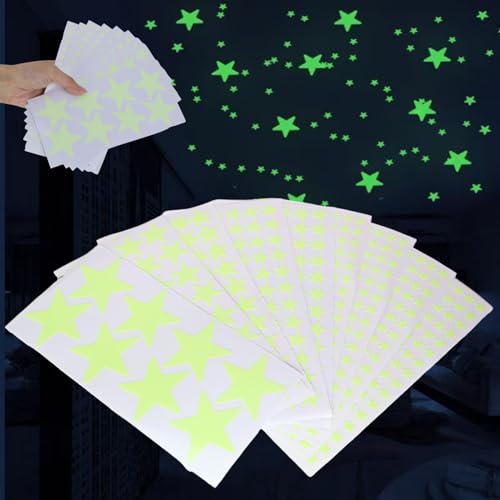 810PCS Leuchtsterne Kinderzimmer, selbstklebende Glow in the Dark Wandaufkleber Sterne für Schlafzimmer, Wohnzimmer und Decke, Sternenhimmel Sticker als Einschlafhilfe und Wanddeko von Icyowls