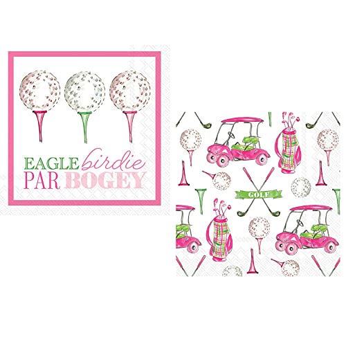 Damen-Party-Servietten mit Golf-Motto, 40 Stück, 2 Packungen mit 20 Karat, Eagle Birdie Par & Girly Golf-Designs, 12,7 x 12,7 cm von Ideal Home Range