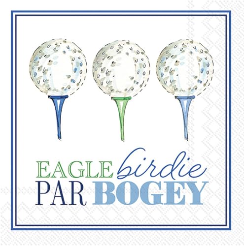 Golf-Party-Servietten, 40 Stück, 2 Packungen mit je 20 Stück Cocktail-Servietten im blauen Adler-Birdie-Par-Design von Ideal Home Range
