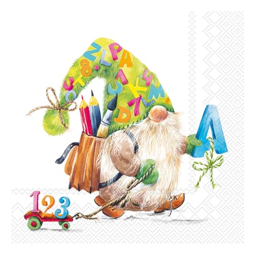 IHR Ideal Home Range - Papierservietten Motiv: Bernie - Gnom Zwerg Schulanfang 20 St. Lunch-Servietten 33 cm x 33 cm IHR Ideal Home Range - Papierservietten Motiv: Bernie - Gnom Zwerg Schulanfang 20 St. Lunch-Servietten 33 cm x 33 cm von Ideal Home Range