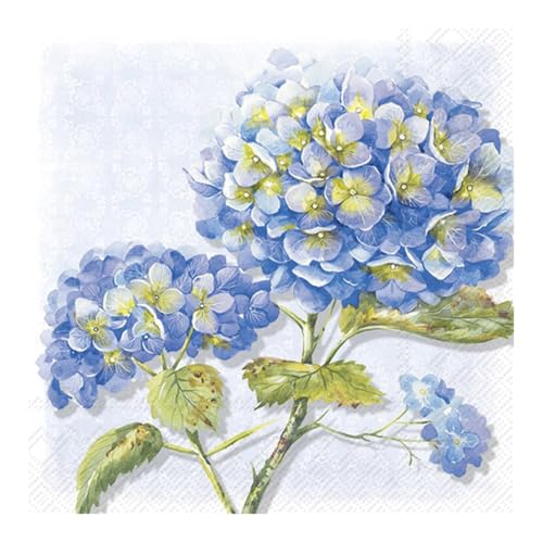 Lorea Blue Hortensie IHR Papierservietten, 33 cm, quadratisch, 3-lagig von Ideal Home Range