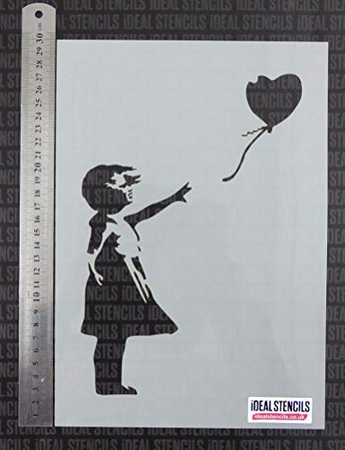 Banksy Ballon Girl Schablone / A4 Seite Größe/Farbe Wände, Stoffe, Möbel/Kunst Handwerk/Wiederverwendbar Kunststoff von Ideal Stencils