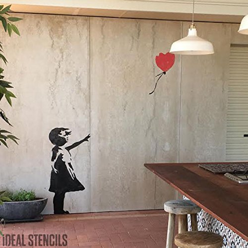 Banksy Ballon Mädchen XL Lebensgröße Wandsticker Wand Schablone - GIRL 78CM HIGH von Ideal Stencils