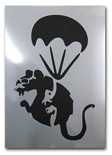 Banksy Fallschirm-Ratten-Schablone, A3 Blattgröße (Design 25 x 37 cm), Heimdekoration Kunst Malerei Schablone von Ideal Stencils