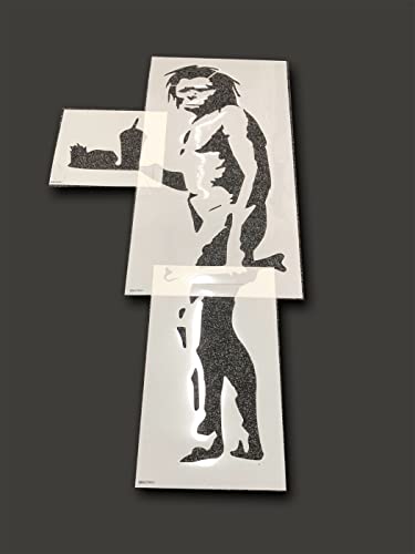 Banksy Höhlenmenschen-Schablone, lebensgroß – (180 cm hoch) Malschablone, für Innen- und Außenbereich, Wanddekoration, Kunst, wiederverwendbar von Ideal Stencils