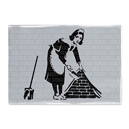 Banksy Maid Schablone | Heimdekoration Kunst Malerei Schablone | wiederverwendbar (Medium A3 – 26 x 29 cm) von Ideal Stencils