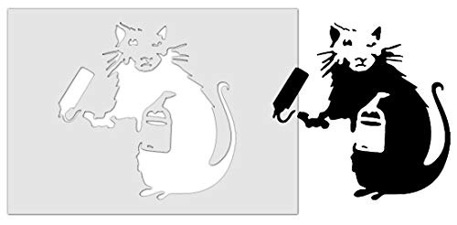 Banksy Ratten-Schablone / Malrolle / Ratte / A4 Blattgröße (Design 17 x 17 cm) / Heimdekoration Kunst Malerei Schablone von Ideal Stencils