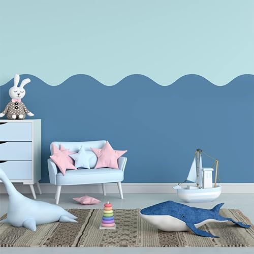 Calm Waves, Wandbordür-Schablone, perfekte Welle für Kinderzimmer, Heimdekoration, Wandmalerei-Schablone (Größe 60 cm) von Ideal Stencils