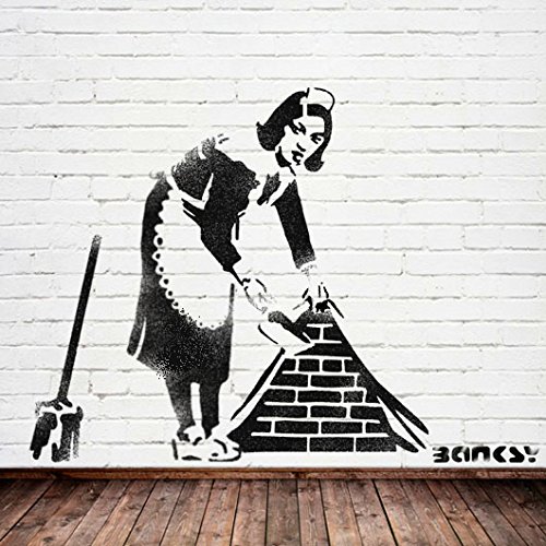 Schablone „Banksy – Sweeping Maid“ für Wandmalerei – Ideale Schablonen, Kunststoff, LARGE- 14.5 x 18 inches von Ideal Stencils