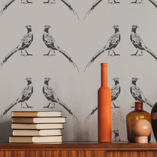 Helmsley Fasan Druck Wand Muster Schablone Jagdhütte Dekor Tier Vogel Dekor Schablone Groß DIY Home Decor Malerei Schablone (8 Vogel wiederholen) von Ideal Stencils