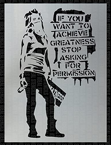 Ideal Stencils Schablone Banksy If You Want To Achieve Greatness... A2 Blattgröße (Design B 33 x 54 cm) / Home Decor Art Painting Schablone von Ideal Stencils