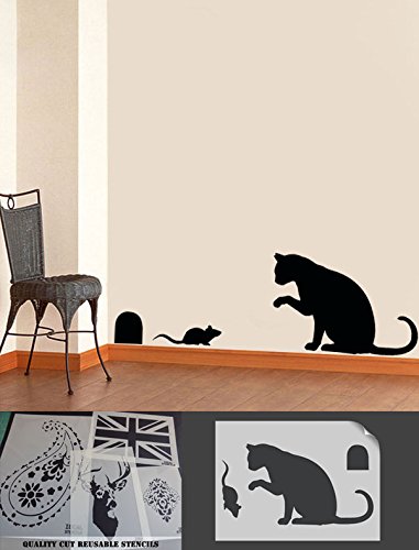 Katze und Maus Schablone,, Home Decor, Art Craft Schablone, Malen, ideal Schablonen, plastik, S/ 5.5 inches Katze und Maus Schablone,, Home Decor, Art Craft Schablone, Malen, ideal Schablonen, plastik, S/ 5.5 inches von Ideal Stencils