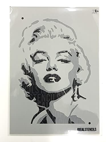 Marilyn Monroe Schablone, 2-lagig, A4-Blattgröße (Design misst 17 x 26 cm), Heimdekoration Kunst Malerei Schablone von Ideal Stencils
