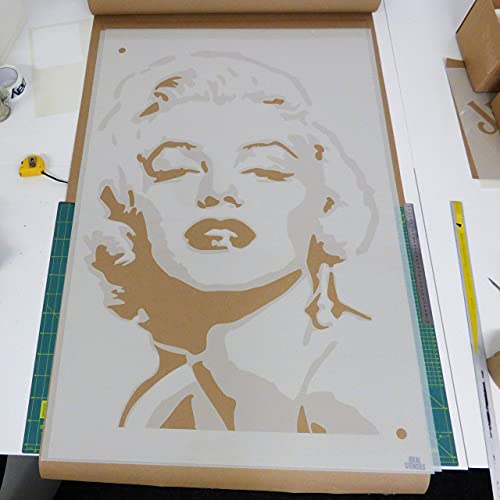 Marilyn Monroe XL 2 Schicht Schablone - Kunst Schablone - Mehrlagig Schablone - A1 Größe - Blatt Größe Ist 60x90cm - Wiederverwendbare Schablone Hergestellt aus Waschbar Plastik von Ideal Stencils