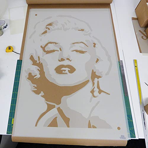 Marilyn Monroe XL 2 Schicht Schablone - Kunst Schablone - Mehrlagig Schablone - A1 Größe - Blatt Größe Ist 60x90cm - Wiederverwendbare Schablone Hergestellt aus Waschbar Plastik Marilyn Monroe XL 2 Schicht Schablone - Kunst Schablone - Mehrlagig Schablone - A1 Größe - Blatt Größe Ist 60x90cm - Wiederverwendbare Schablone Hergestellt aus Waschbar Plastik von Ideal Stencils