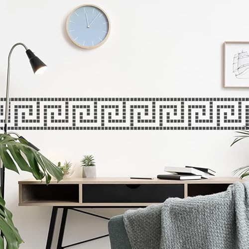 Mosaik-Schablone, griechischer Schlüssel, Wandbordüre, große Malschablone, dekorative Wandbordüre – Größe 15 x 55 cm von Ideal Stencils