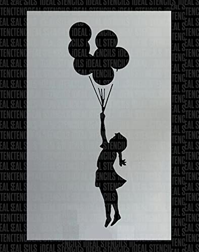 Schablone, Motiv: Flying Balloon Girl Banksy / A3 Größe / bemalte Größe 11 x 37 cm / Heimdekoration von Ideal Stencils