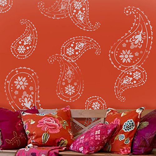 Almora indischen Paisley Muster Schablone, Haus Dekorieren, Wandmalerei Art Craft ideal Schablonen LTD, plastik, XS/11X15.5 von Ideal Stencils