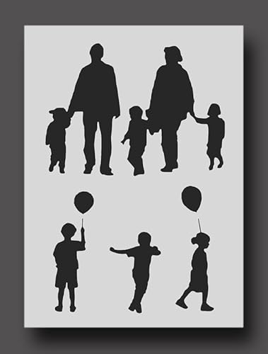 Schablone mit Menschen-Silhouette, Vorlage zum Zeichnen und Malen, wiederverwendbare Kunstschablone, A4, 21 x 30 cm, 5 Stück von Ideal Stencils