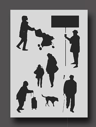 Schablone mit Menschen-Silhouette, Vorlage zum Zeichnen und Malen, wiederverwendbare Kunstschablone, A4-Größe, 21 x 30 cm, 6 Stück von Ideal Stencils