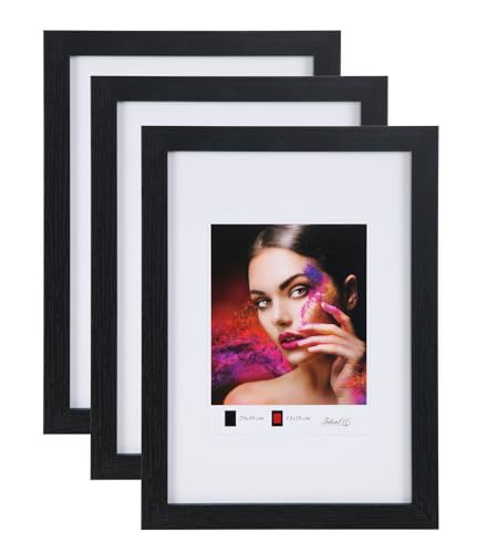 IDEAL TREND 2er 3er 5er Set Holz Bilderrahmen Lifestyle Plexi Foto Rahmen Collage Wanddeko Poster HR-25: Farbe: 3er Pack Schwarz | Format: 40x50 von IDEAL TREND