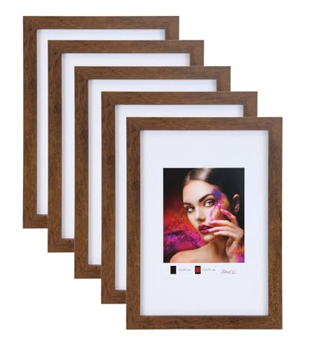 IDEAL TREND 2er 3er 5er Set Holz Bilderrahmen Lifestyle Plexi Foto Rahmen Collage Wanddeko Poster HR-25: Farbe: 5er Pack Braun | Format: 20x30 von IDEAL TREND