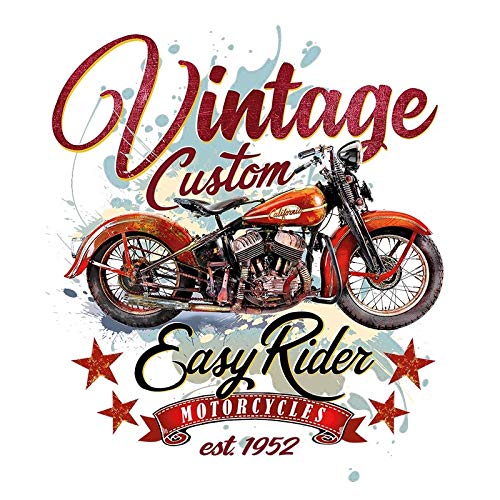 Ideen mit Herz Color Bügeltransfer, DIN A4, filigran ohne Hintergund | Textilien mit Bügelmotiven verzieren | Bilder schnell & einfach aufbügeln | Nostalgie Serie | DIY Textildesign (Vintage Motorrad) von Ideen mit Herz