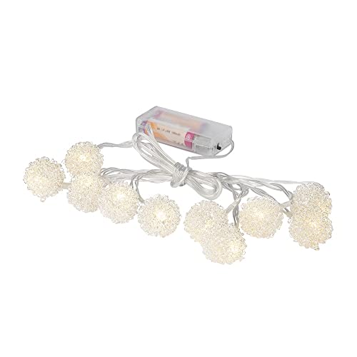 Ideen mit Herz 10er Lichterkette | LED | warmweiß | inkl. Timer-Funktion | batteriebetrieben | für innen | 3,05 m lang (Drahtkugeln | silber) von Ideen mit Herz