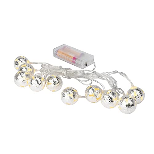 Ideen mit Herz 10er Lichterkette | LED | warmweiß | inkl. Timer-Funktion | batteriebetrieben | für innen | 3,05 m lang (Ornament-Kugeln 03 | silber) von Ideen mit Herz