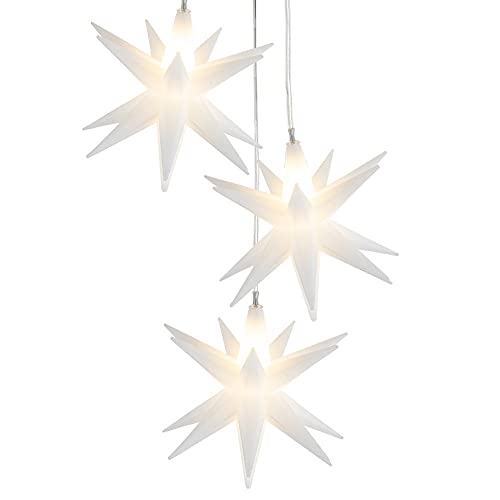 Ideen mit Herz 3-D LED-Sterne-Trio | Je Ø 10 cm | 3 LED-Lämpchen in Warmweiß | Mit Timer-Funktion (6 Stunden AN | 18 Stunden AUS) von Ideen mit Herz