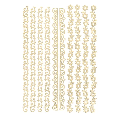Ideen mit Herz 3-D Sticker Deluxe | Ostern & Frühjahr | Erhabene Aufkleber | ideal für Oster-Deko & Osterkarten basteln | Bogengröße: 21 x 30 cm (Florale Bordüren 2 | gold) von Ideen mit Herz