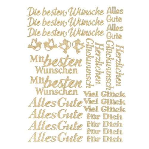 Ideen mit Herz 3-D Sticker Deluxe | Ostern & Frühjahr | Erhabene Aufkleber | ideal für Oster-Deko & Osterkarten basteln | Bogengröße: 21 x 30 cm (Glückwünsche | Alles Gute | gold) von Ideen mit Herz