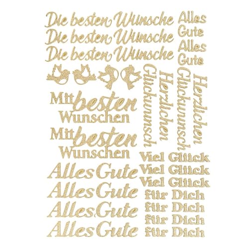 Ideen mit Herz 3-D Sticker Deluxe | Ostern & Frühjahr | Erhabene Aufkleber | ideal für Oster-Deko & Osterkarten basteln | Bogengröße: 21 x 30 cm (Glückwünsche | Alles Gute | gold) von Ideen mit Herz