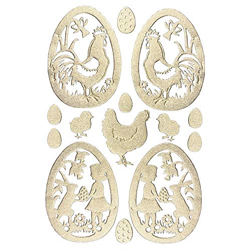 Ideen mit Herz 3-D Sticker Deluxe | Ostern & Frühjahr | Erhabene Aufkleber | ideal für Oster-Deko & Osterkarten basteln | Bogengröße: 21 x 30 cm (Ostereier | gold) von Ideen mit Herz