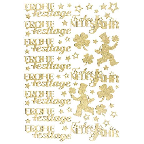 Ideen mit Herz 3-D Sticker Deluxe | Winter & Weihnachten | Erhabene Aufkleber | ideal für Weihnachts-Deko & Weihnachtskarten basteln | Bogengröße: 21 x 30 cm (Frohe Festtage | gold) von Ideen mit Herz