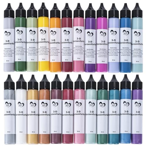 Ideen mit Herz 3D-Kerzenfarben in Tuben | 24 Farben | kreative Gestaltung von Kerzen | Kerzen-Stift | Metallic | Perlmutt | 24 Stifte | je 30ml (Sortierung 2) von Ideen mit Herz