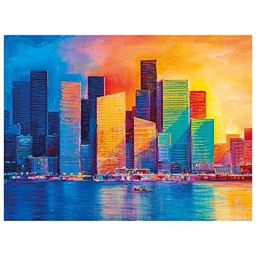Ideen mit Herz 5D Diamond Painting | Diamant Painting Set | 35 x 25 cm | Motivleinwand | runde Steinchen | inkl. Zubehör | Verschiedene Bilder zur Auswahl (Skyline) von Ideen mit Herz