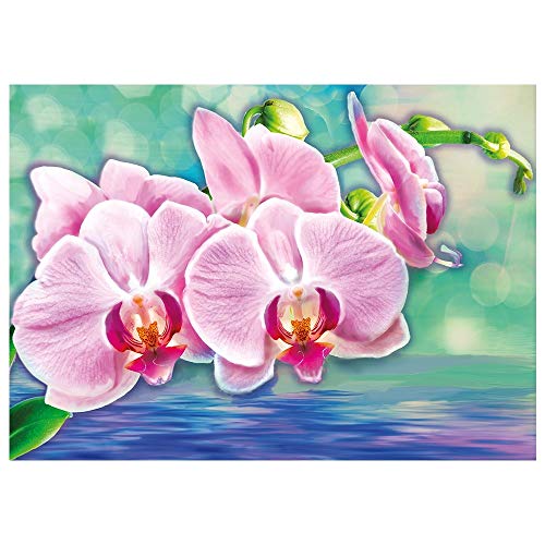 Ideen mit Herz 5D Diamond Painting | Diamant Painting Set | Motiv: 35 x 25 cm | Leinwand: 30 x 40 cm | runde Steinchen | inkl. Zubehör | Verschiedene Bilder zur Auswahl (Orchideen) von Ideen mit Herz