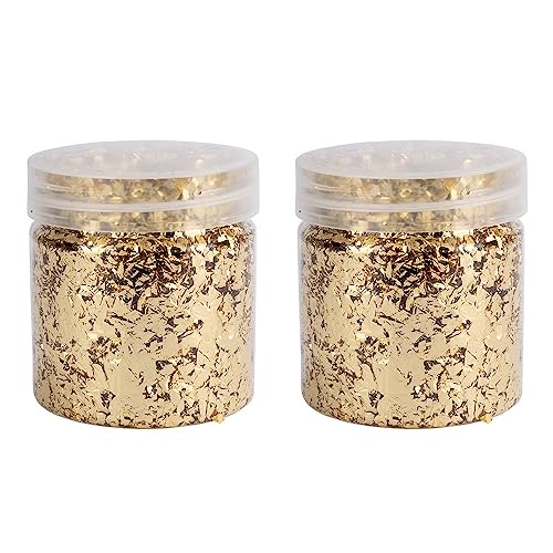 Ideen mit Herz Blattmetall-Flocken | Blattgold-Flakes zum Basteln | 2 Dosen mit je 3g (gold) von Ideen mit Herz