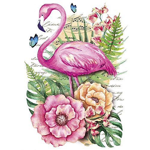 Ideen mit Herz Color Bügeltransfer, DIN A4, filigran ohne Hintergund, tropische Tiere | Textilien wie T-Shirts & Taschen mit Bügelmotiven verzieren | einfach aufzubügeln | DIY Textildesign (Flamingo) von Ideen mit Herz