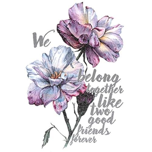 Ideen mit Herz Color Bügeltransfers mit Glitzer, Din A4 | Textilien wie T-Shirts & Taschen mit Bügelmotiven verzieren | schnell & einfach aufbügeln | DIY Textildesign (Blumen 3) von Ideen mit Herz