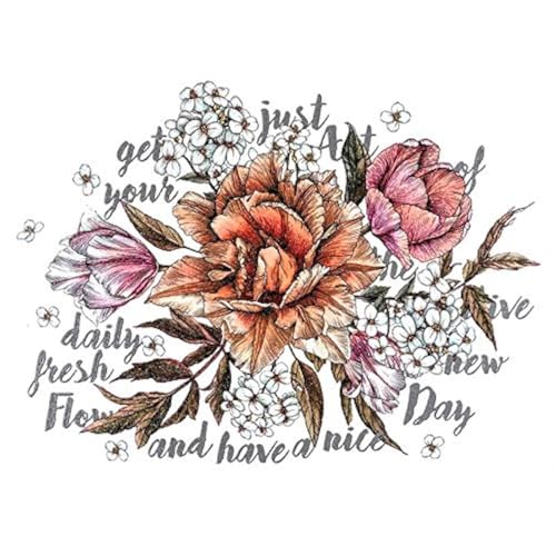 Ideen mit Herz Color Bügeltransfers mit Glitzer, Din A4 | Textilien wie T-Shirts & Taschen mit Bügelmotiven verzieren | schnell & einfach aufbügeln | DIY Textildesign (Blumen 8) von Ideen mit Herz