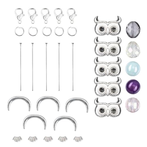 Ideen mit Herz | DIY | Schmuck-Anhänger | Charms | Bastelset | 5 Anhänger mit verschiedenen Perlen (Eulen 2) von Ideen mit Herz