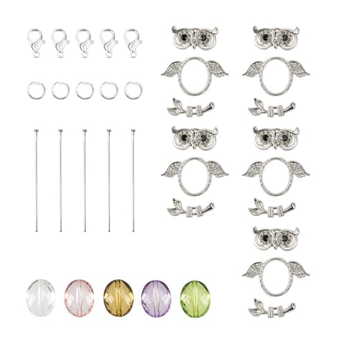 Ideen mit Herz | DIY | Schmuck-Anhänger | Charms | Bastelset | 5 Anhänger mit verschiedenen Perlen (Eulen 3) von Ideen mit Herz